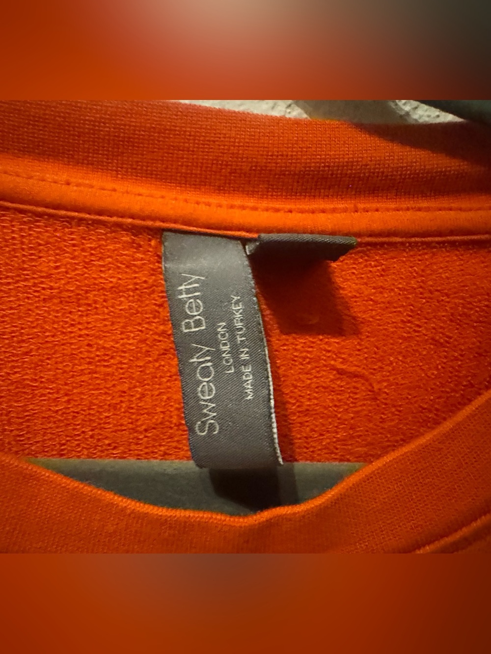 Sweaty Betty 'After Class' French Terry orange crew sweatshirt w/ thumbholes - Picture 7 of 9